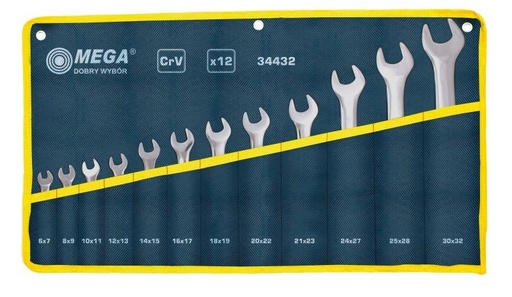 OPEN END WRENCH SETS 6*7-30*32 MM, 12 PCS PROLINE 34432
