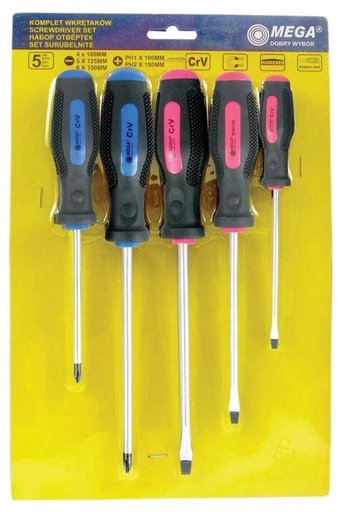 SCREWDRIVER SET 5PCS "HEDGEHOG HANDLE" CRV  code:10051