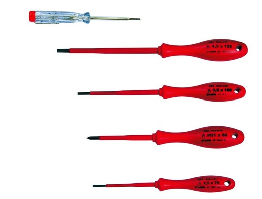 ELECTRICION SCREWDRIVERS – 1000V - SET - 4 PSC + VOLTAGE INDICATOR 1000 V code : 10502 