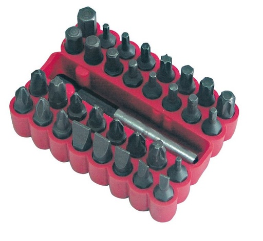 33PCS STANDARD BIT SET CV STEEL PACKED IN SLIDING CARD code : 10734