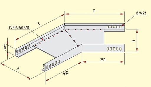 135* FLAT BEND  (L Junction) W:200mm. H:50mm. T:1mm code GD- A20-45/5 PG GERSAN