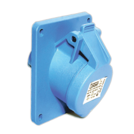 3x16A / IP 44 -220V Panel Mount Socket (Angled) code 3120-309-0900 TP ELECTRIC