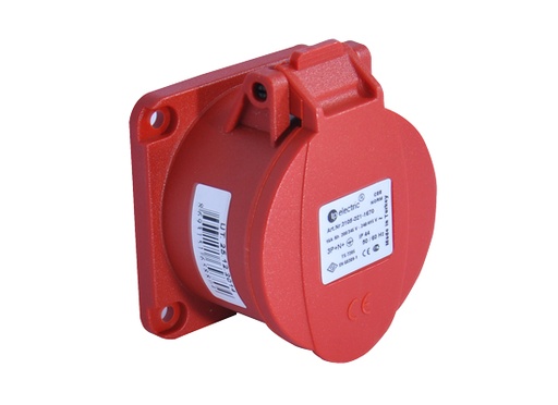 4x16A / IP 44 -  Разъем для розетки на панели (прямой) (70x70) код 3122-321-1670 TP ELECTRIC 