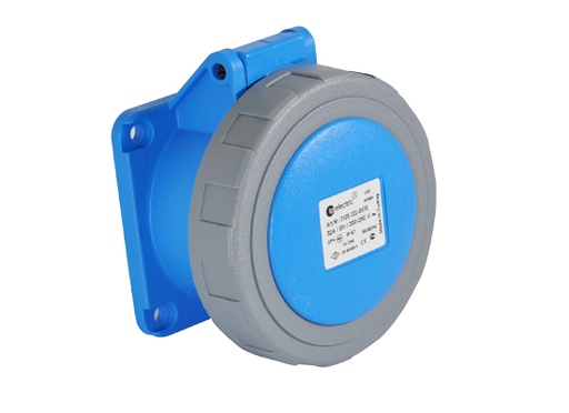3x32A / IP 67 -  Panel Mount Socket Outlet (Straight) (fixed flange) (75x75) code 3125-322-0975 TP ELECTRIC