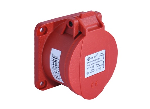 5x32A / IP 44 - Panel Mount Socket Outlet (Straight) (fixed flange) (70x70) code 3107-321-1670 TP ELECTRIC 