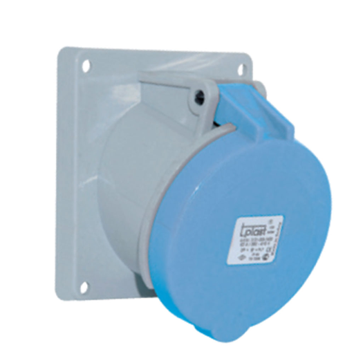 3x63A / IP 44 -  Разъем для розетки на панели (угловой) (100x107) код 3128-309-0900 TP ELECTRIC 