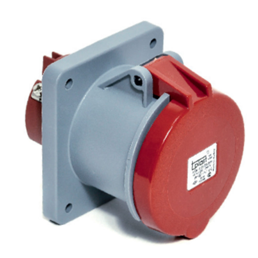 5x63A / IP 44 - Panel Mount Socket Outlet (Straight) (100x107) code 3133-322-1600 TP ELECTRIC 