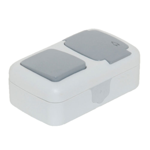 One Way Switch + Schuko Socket with Cover (Horizontal) code 3201-101-0601 TP ELECTRIC 