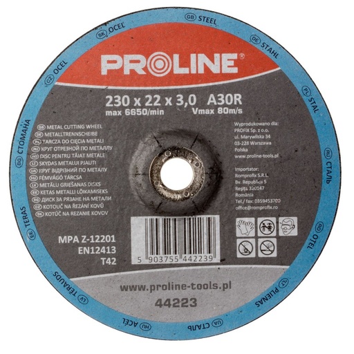 ДИСК ДЛЯ РЕЗКИ МЕТАЛЛА, T42, 125X2.5X22A36S PROLINE 44212